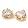 Brass and Clear Cubic Zirconia Pendants ZIRC-Q202-05G-2