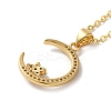 Golden Brass Crescent Moon Pendant Necklace with Rhinestone LS-NJEW-Z015-01D-G-4
