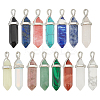 30Pcs 15 Styles Natural & Synthetic Gemstone Double Terminated Pointed Pendants G-HY0001-84-1