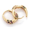 Brass Micro Pave Cubic Zirconia Huggie Hoop Earrings EJEW-P187-N01-3