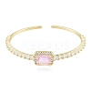 Cubic Zirconia Rectangle Open Cuff Bangle BJEW-G651-05G-01-1