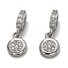 Brass Micro Pave Clear Cubic Zirconia European Dangle Charms ZIRC-H119-03-2