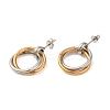 Double Rings 304 Stainless Steel Stud Earrings for Women EJEW-U003-20-1
