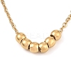 304 Stainless Steel Cable Chain Round Beads Pendant Necklaces for Women NJEW-Z047-02G-2