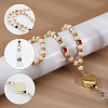 2Pcs 2 Colors Wood Beaded Retractable Badge Reel with Chains HJEW-FH00205-5