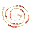 Brass Enamel Column Link Chain Necklaces NJEW-H039-05G-02-2