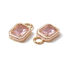 Pink Glass Rectangle Pendants KK-I696-10G-3