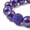 Round Shell Pearl Beads Stretchy Bracelets for Women BJEW-XCP0002-07-3