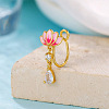 Clear Cubic Zirconia with Enamel Pink Lotus Flower Clip on Nose Rings FS-WG6F390-01-1