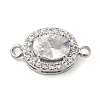 Brass Pave Clear Cubic Zirconia Connector Charms KK-G503-31P-1