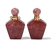 Natural Strawberry Quartz Openable Perfume Bottle Pendants G-I381-02G-03-1