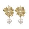 Brass Shell Pearl Stud Earrings for Women EJEW-JE06243-2