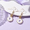 Flower Czech Glass Seed & Non-magnetic Synthetic Hematite Bead Dangle Earrings EJEW-JE05772-2