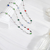 1Pc Brass & Alloy Colorful Glass Flat Round Link Chain Necklaces NJEW-LP0002-85P-3