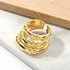 Brass Triple Cuff Rings for Women RJEW-U041-15G-3
