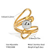 European Style Hollow Design Stainless Steel Beaded Adjustable Open Cuff Rings ZU9443-3-1