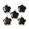 Natural Black Stone Pendants G-P566-01G-11-1