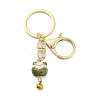 Fortune Cat Porcelain Pendant Keychain KEYC-G064-03F-1