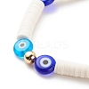 Polymer Clay Heishi Surfer Stretch Bracelet with Lampwork Evil Eye Beaded for Women BJEW-JB08386-01-4