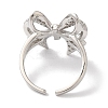 Bowknot Brass Micro Pave Clear Cubic Zirconia Open Cuff Rings for Women LS-RJEW-C098-11P-3
