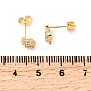 Tortoise Brass Micro Pave Clear Cubic Zirconia Stud Earrings EJEW-A135-03G-5
