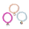 3Pcs 3 Colors ABS Plastic Imitation Pearl Beads Stretch Bracelets BJEW-JB11584-3
