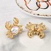 304 Stainless Steel ABS Imitation Pearl Crab Stud Earrings EJEW-K268-59G-3