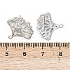Ginkgo Leaf Brass Micro Pave Clear Cubic Zirconia Stud Earring Findings KK-F921-07P-3