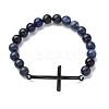 Round Natural Sodalite Bead Stretch Bracelets BJEW-F493-08EB-02-2