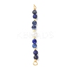 Faceted Round Natural Lapis Lazuli & Kyanite & Potato Natural Cultured Freshwater Pearl Beaded Connector Charms PALLOY-JF03531-02-1