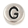 925 Sterling Silver Flat Round with Letter Beads STER-G044-01AS-G-1