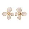 Flower Brass Enamel Stud Earrings EJEW-P308-02G-B-2