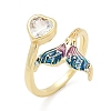 Brass Pave Clear Cubic Zirconia Cuff Rings RJEW-V013-01G-4