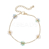 Glass & ABS Plastic Imitation Pearl Beads Link Bracelets BJEW-JB12572-02-3