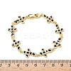 Brass Enamel Micro Pave Clear Cubic Zirconia Cross Link Chain Bracelets for Women BJEW-G764-02G-5