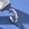 Brass Micro Pave Clear Cubic Zirconia Open Cuff Rings RJEW-G336-03P-1
