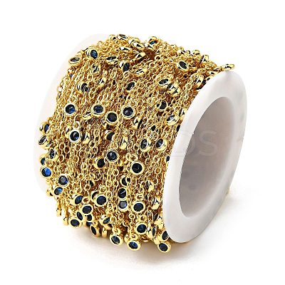 Brass Cubic Zirconia Cable Chains CHC-H112-02G-06-1