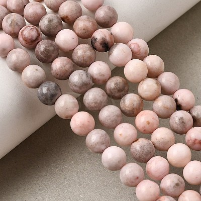 Natural Pink Zebra Jasper Beads Strands G-P231-01-6mm-1