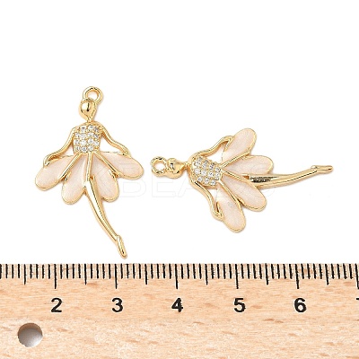 Brass Micro Pave Clear Cubic Zirconia Pendants KK-S531-25G-1