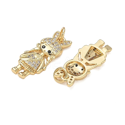 Brass Micro Pave Black Cubic Zirconia Pendants CU-CBA9AFC-01G-02-1