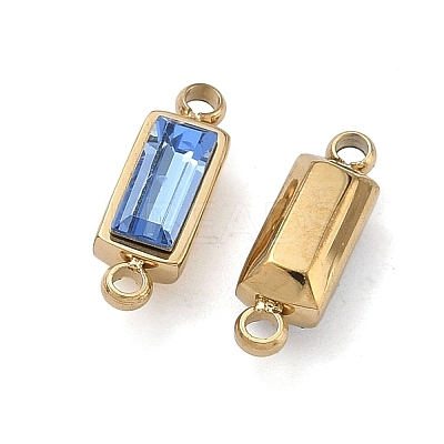 Birthstone 304 Stainless Steel Rhinestone Connector Charms STAS-L022-576G-09-1