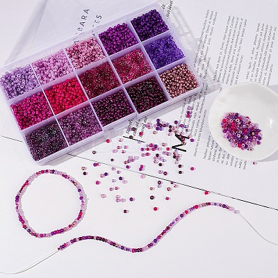 3750Pcs 15 Style 8/0 Glass Round Seed Beads SEED-YW0001-40B-1