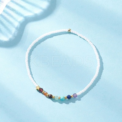 Chakra Glass Seed & Natural Mixed Gemstone Bead Bracelets for Women BJEW-JB12632-1