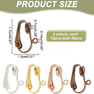 40Pcs 4 Colors Brass Clip-on Earring Findings KK-AR0004-20-1