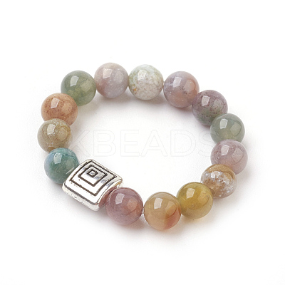 Natural & Synthetic Mixed Stone Stretch Finger Rings RJEW-JR00221-1