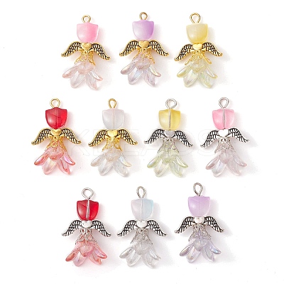 10Pcs Transparent Acrylic and Glass Pendants PALLOY-JF02446-1