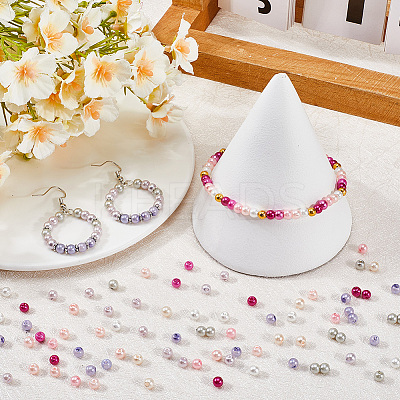 1000Pcs 10 Colors Baking Paint Pearlized Glass Imitation Pearl Round Beads HY-SP0001-01B-1