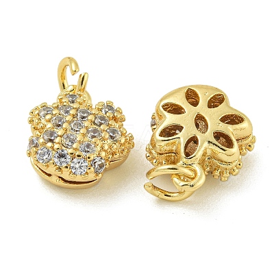 Rack Plating Brass Micro Pave Clear Cubic Zirconia Charms KK-Z067-23G-07-1