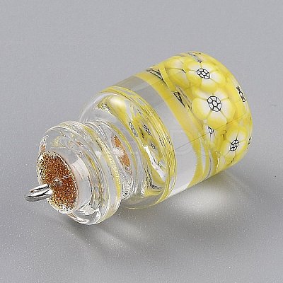 Transparent Glass Wishing Bottle Pendant Decorations EGLA-B002-02A-1