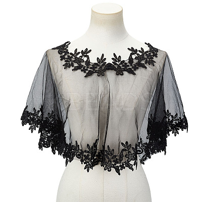 Detachable Polyester Bridal Lace Shawls AJEW-WH0696-058A-1